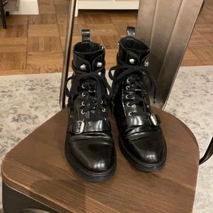 Black leather stylish combat boots from All Saints
